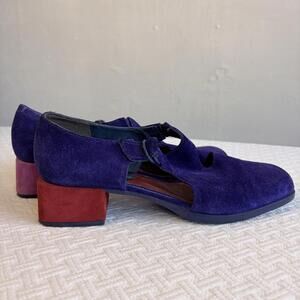 Camper Women’s Suede Cutout Mary Jane Block Heel Shoes Purple EU 41 10 Twins